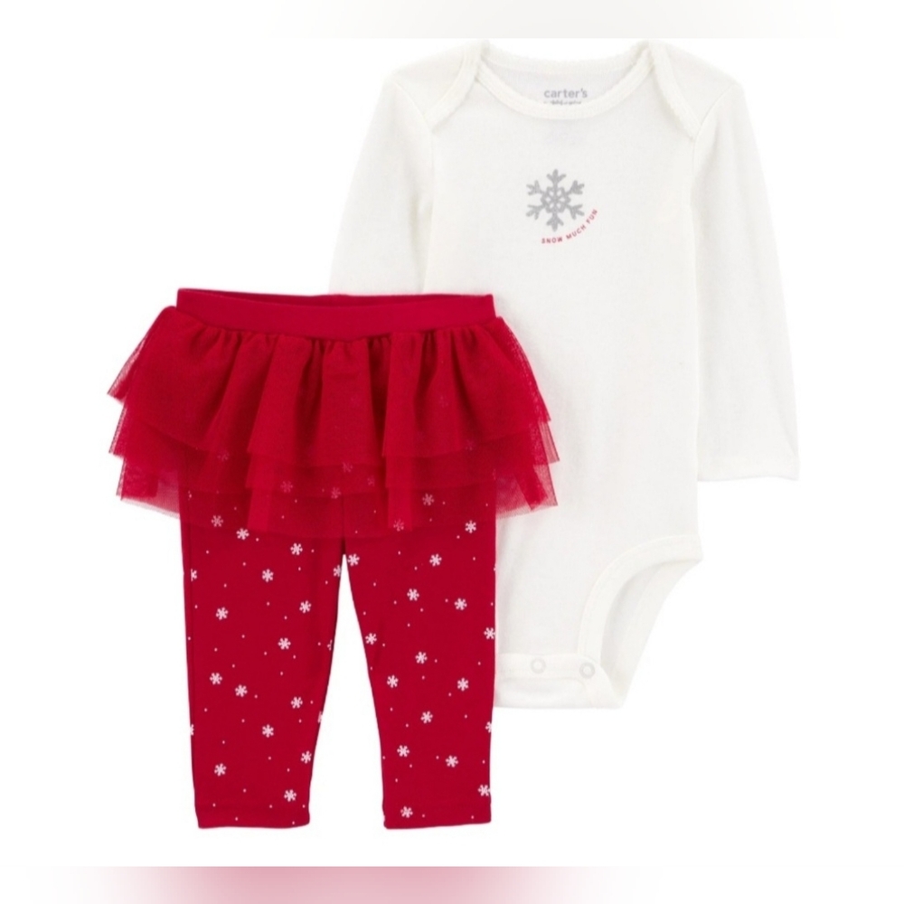 Carter's Red and White Snowflake Baby Outfit - Picture 1 of 8
